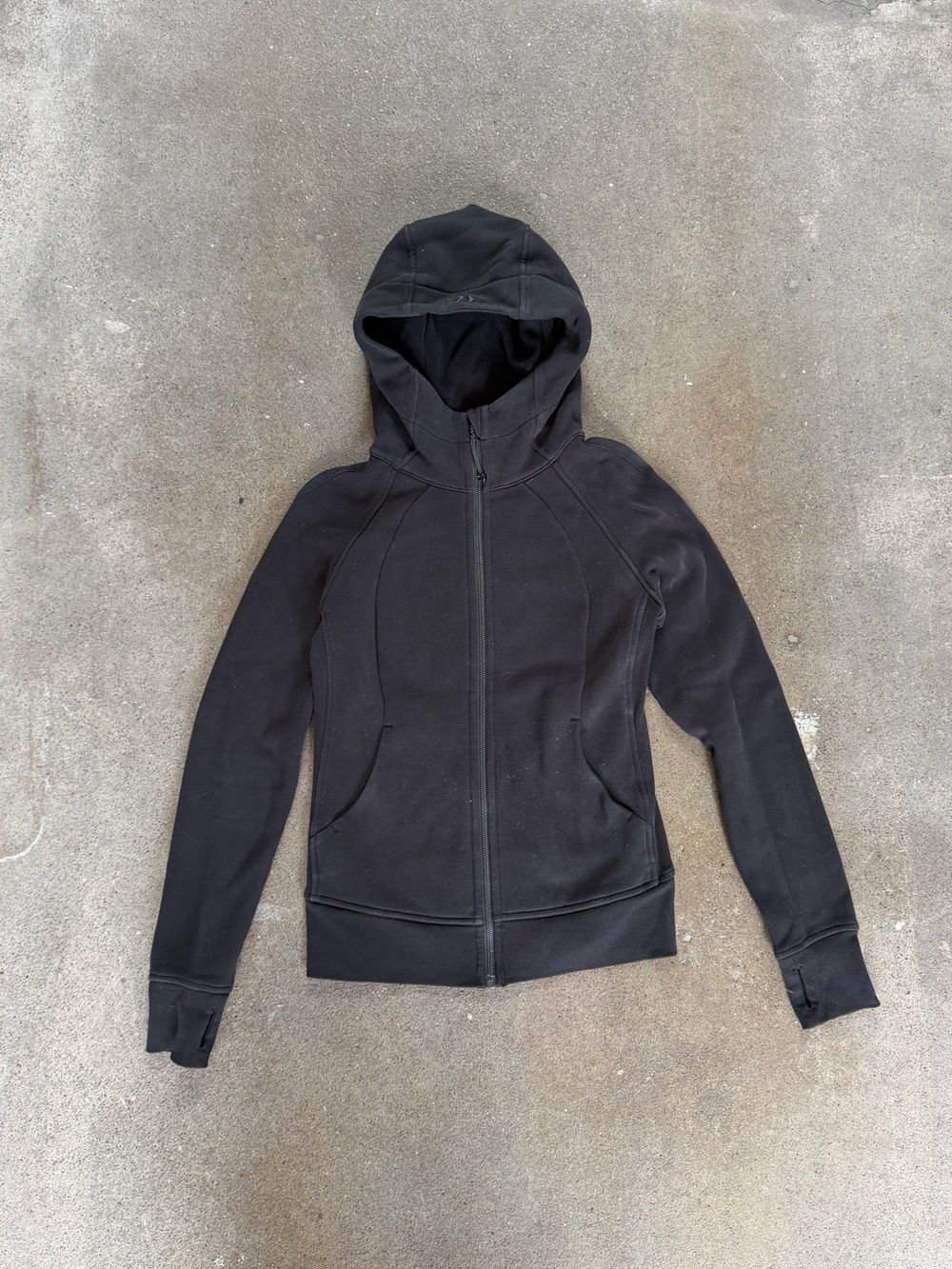 Lululemon Scuba Hoodie Light Cotton Fleece in Black Size 6 Activewear Zip Up - Picture 6 of 11